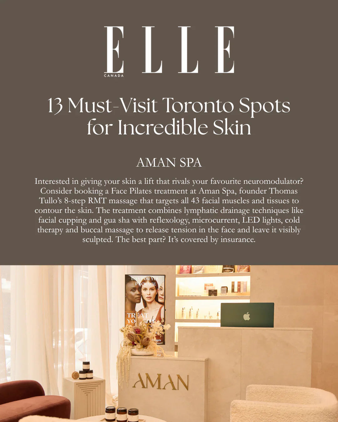 Elle Canada covers AMAN Spa and Thomas Tullo, founder of Face pilates