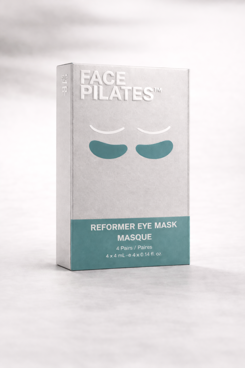 picture of face pilates reformer eye mask box against a white background