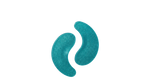 Two glittery teal crescent-shaped gel pads on a solid white background.